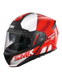 CASCO MODULAR SMK MODELO GULLWING  TOURLEADER BLANCO Y ROJO DECORADO BRILLO (GL363)