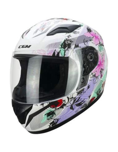 CGM HELMETS Casco Integral Infantil Modelo 265S LUCKY MUSIC Blanco y Rosa