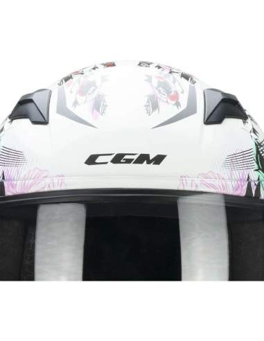 CGM HELMETS Casco Integral Infantil Modelo 265S LUCKY MUSIC Blanco y Rosa