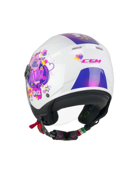 CGM HELMETS Casco Integral Infantil Modelo 261G MINI COMICS Blanco y Rosa