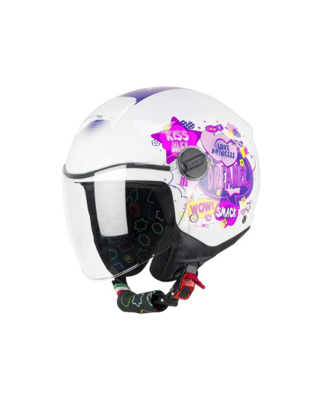 CGM HELMETS Casco Integral Infantil Modelo 261G MINI COMICS Blanco y Rosa
