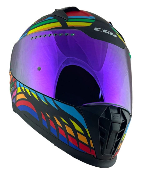 CGM HELMETS Casco Integral Modelo 311X BLAST SKULL Negro y Azul CON PANTALLA INCLUIDA