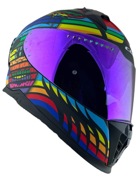 CGM HELMETS Casco Integral Modelo 311X BLAST SKULL Negro y Azul CON PANTALLA INCLUIDA