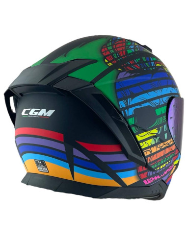 CGM HELMETS Casco Integral Modelo 311X BLAST SKULL Negro y Azul CON PANTALLA INCLUIDA
