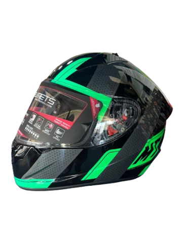MT HELMETS Casco Modular STINGER Negro y Verde Casco de Exposición OUTLET