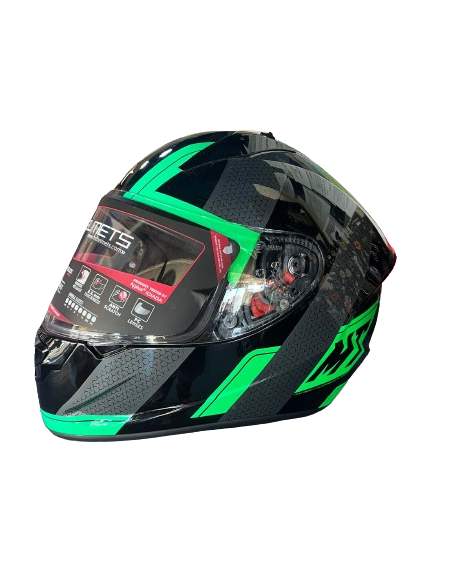 MT HELMETS Casco Modular STINGER Negro y Verde Casco de Exposición OUTLET
