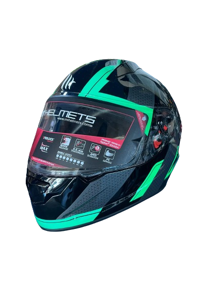 MT HELMETS Casco Modular STINGER Negro y Verde Casco de Exposición OUTLET