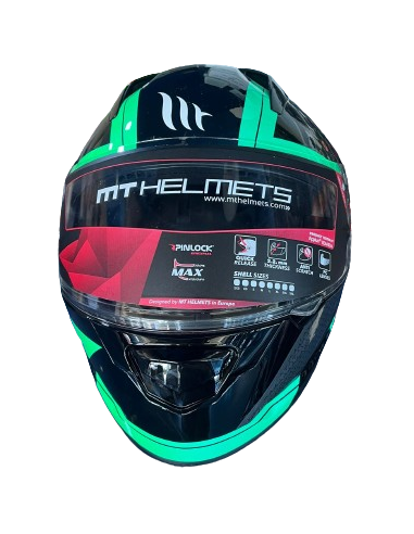 MT HELMETS Casco Modular STINGER Negro y Verde Casco de Exposición OUTLET