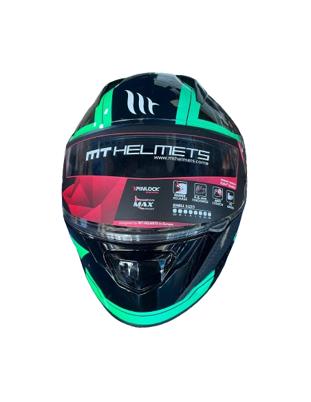 MT HELMETS Casco Modular STINGER Negro y Verde Casco de Exposición OUTLET
