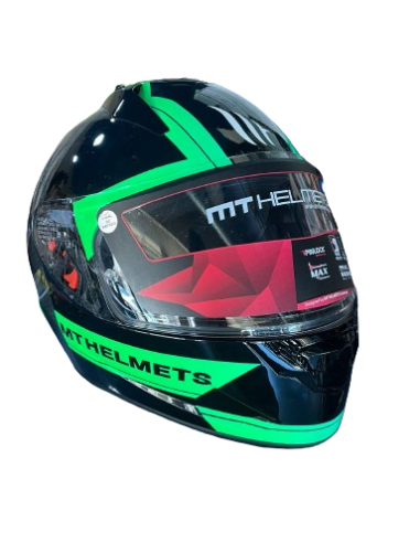 MT HELMETS Casco Modular STINGER Negro y Verde Casco de Exposición OUTLET