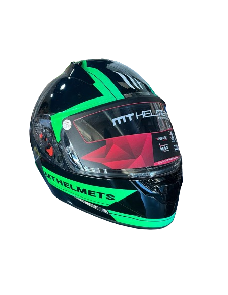 MT HELMETS Casco Modular STINGER Negro y Verde Casco de Exposición OUTLET