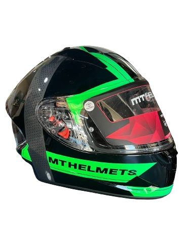 MT HELMETS Casco Modular STINGER Negro y Verde Casco de Exposición OUTLET