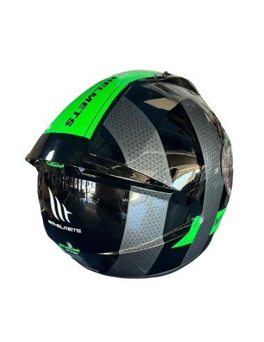 MT HELMETS Casco Modular STINGER Negro y Verde Casco de Exposición OUTLET
