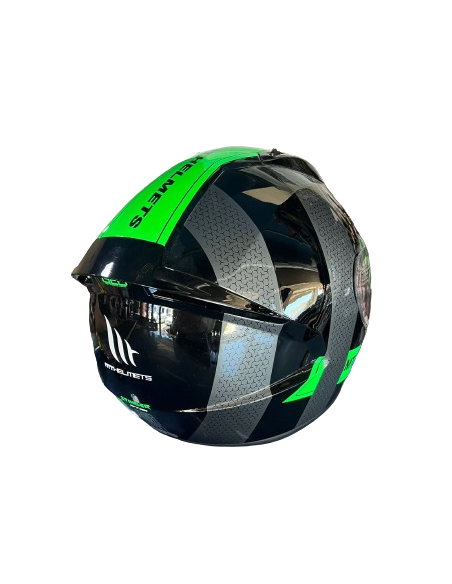 MT HELMETS Casco Modular STINGER Negro y Verde Casco de Exposición OUTLET