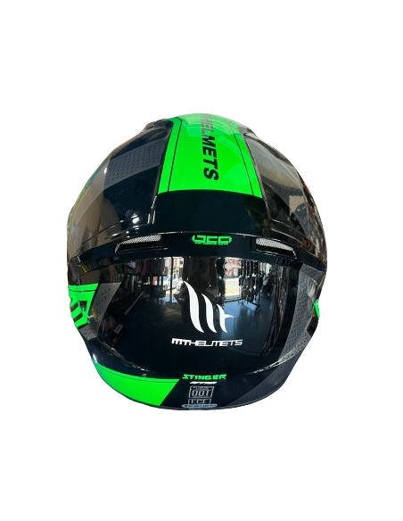 MT HELMETS Casco Modular STINGER Negro y Verde Casco de Exposición OUTLET