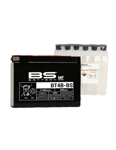 Batería Marca BS BATTERY sin mantenimiento con pack de ácido BT4B-BS