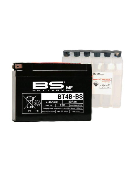Batería Marca BS BATTERY sin mantenimiento con pack de ácido BT4B-BS