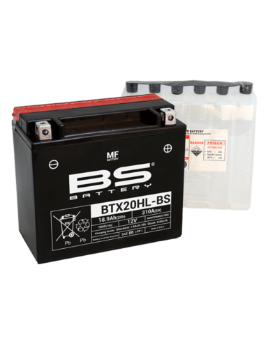 Batería Marca BS BATTERY sin mantenimiento con pack de ácido BTX20HL-BS
