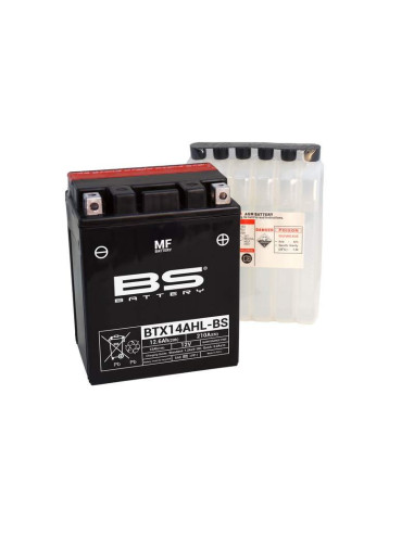 Batería Marca BS BATTERY sin mantenimiento con pack de ácido BTX14AHL-BS
