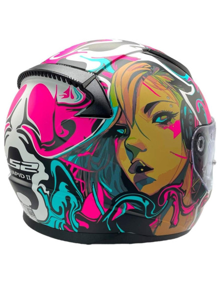 LS2 HELMETS Casco Integral RAPID II F353 Rosa/Azul/Negro