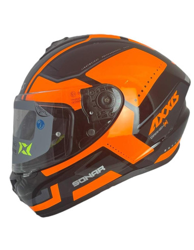 AXXIS HELMETS Casco Integral de Exposición OUTLET SONAR Negro y Naranja Talla M