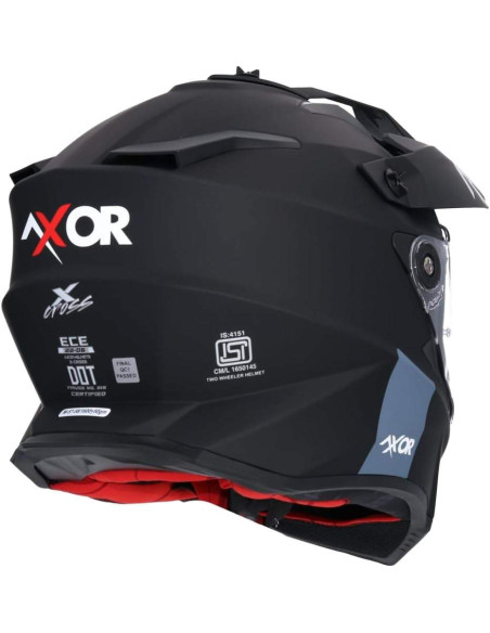 AXOR Helmets Casco Off Road Modelo X-Cross Adventure Negro Mate Totalmente Homologado 22.06