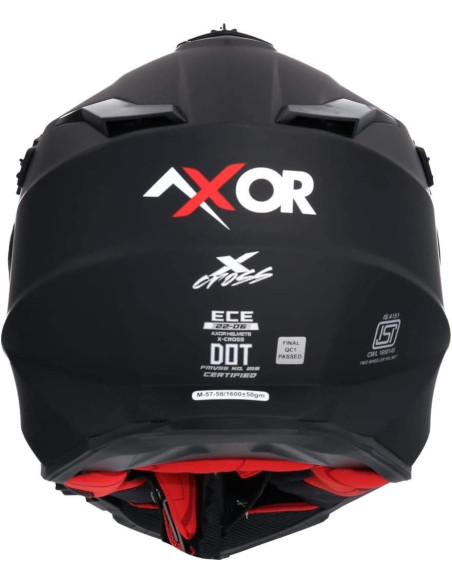 AXOR Helmets Casco Off Road Modelo X-Cross Adventure Negro Mate Totalmente Homologado 22.06