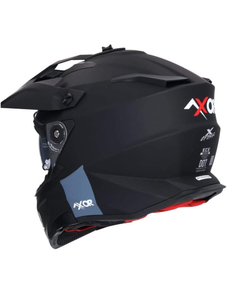 AXOR Helmets Casco Off Road Modelo X-Cross Adventure Negro Mate Totalmente Homologado 22.06