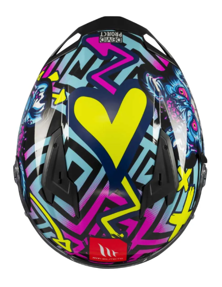 MT HELMETS Casco Integral BRAKER SV Modelo CRAZY TEDDY B7 Azul Brillo