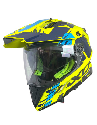 AXOR Helmets Casco Adventure X-Cross D/V X1 Amarillo Flúor Totalmente Homologado 22.06
