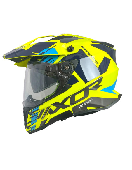 AXOR Helmets Casco Adventure X-Cross D/V X1 Amarillo Flúor Totalmente Homologado 22.06