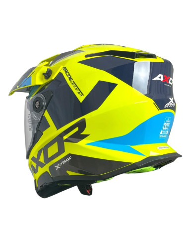AXOR Helmets Casco Adventure X-Cross D/V X1 Amarillo Flúor Totalmente Homologado 22.06
