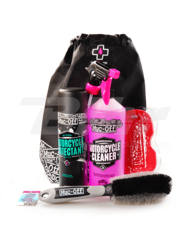 Kit completo cuidado moto Protectant + Cleaner + esponja + cepillo Muc-Off Motorcycle Essentials