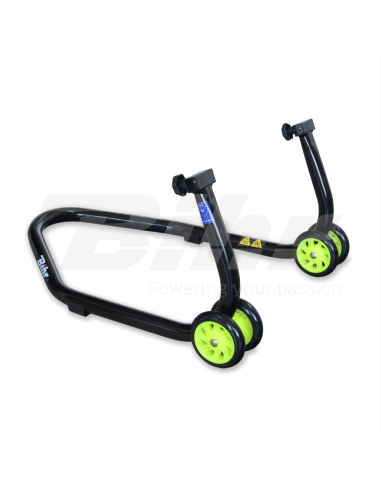 Caballete trasero universal Bihr. Color negro y ruedas fluor