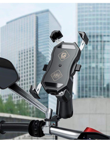 Soporte de movil para Manillar de Moto Marca XX DOBLE Negro Sin Cargador Adaptable para Todo Tipo de movil