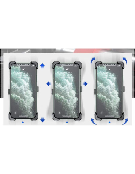 Soporte de movil para Manillar de Moto Marca XX DOBLE Negro Sin Cargador Adaptable para Todo Tipo de movil
