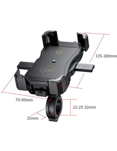 Soporte de movil para Manillar de Moto Marca XX DOBLE Negro Sin Cargador Adaptable para Todo Tipo de movil