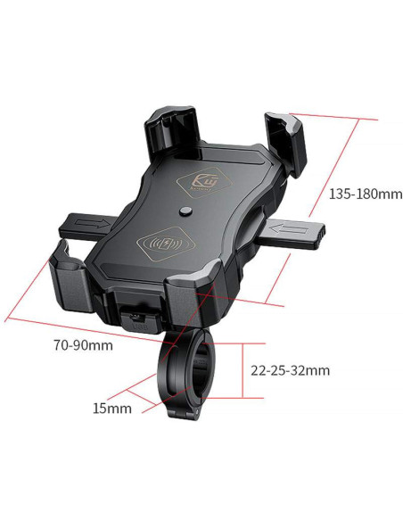 Soporte de movil para Manillar de Moto Marca XX DOBLE Negro Sin Cargador Adaptable para Todo Tipo de movil