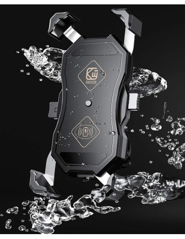 Soporte de movil para Manillar de Moto Marca XX DOBLE Negro Sin Cargador Adaptable para Todo Tipo de movil