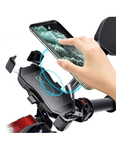Soporte de movil para Manillar de Moto Marca XX DOBLE Negro Sin Cargador Adaptable para Todo Tipo de movil