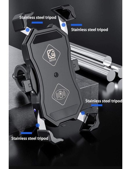 Soporte de movil para Manillar de Moto Marca XX DOBLE Negro Sin Cargador Adaptable para Todo Tipo de movil