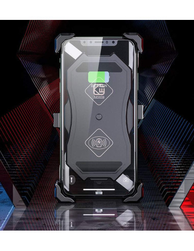 Soporte de movil para Manillar de Moto Marca XX DOBLE Negro Sin Cargador Adaptable para Todo Tipo de movil
