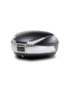 BAUL SHAD SH48 FRONTAL DE COLOR GRIS, TAPA CARBONO Y RESPALDO