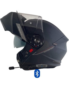 MT Helmet Casco Abatible Genesis con Bluetooth Incorporado Negro Mate con homologacion 22.06