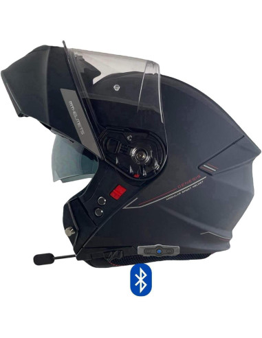 MT Helmet Casco Abatible Genesis con Bluetooth Incorporado Negro Mate con homologacion 22.06