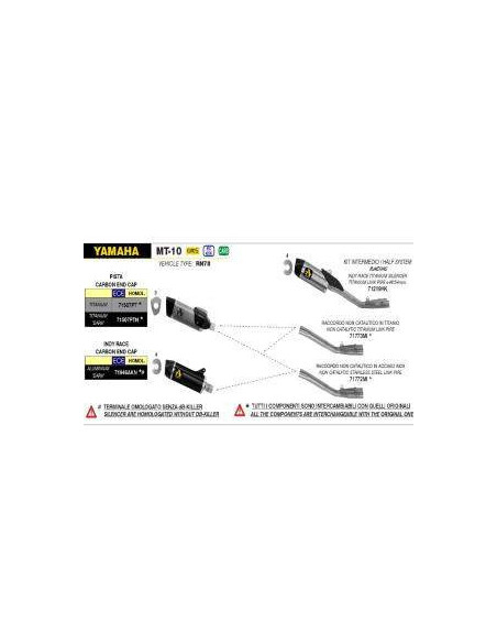 ARROW Escape Aluminio Indi Race Yamaha MT10 22-