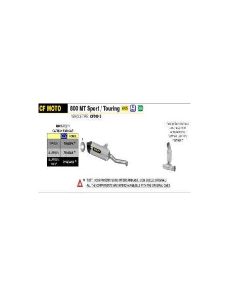 ARROW Escape aluminio Race-Tech CF MOTO 800 MT 2022-