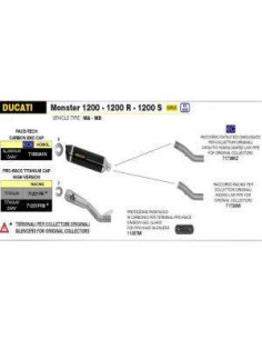 ARROW Racord de union Titanio Ducati Monster 1200 16-20 Homologado 2