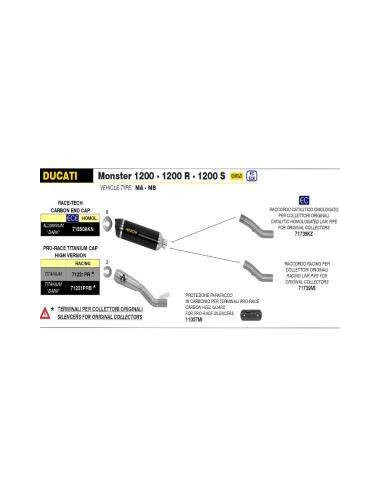 ARROW Racord de union Titanio Ducati Monster 1200 16-20 Homologado