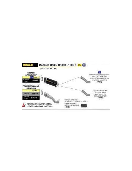 ARROW Racord de union Titanio Ducati Monster 1200 16-20 Homologado